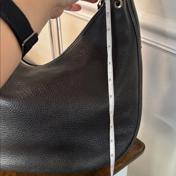 BORBONESE Black Italian Leather Hobo Bag with signature knot strap - Picture 7 of 16